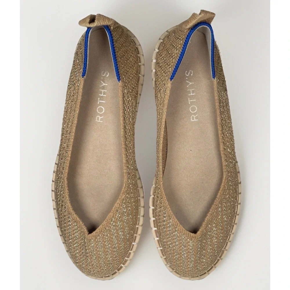 Rothy's Espadrille in Gold Stripe Women's Size 6 Lk Nw RARE FIND